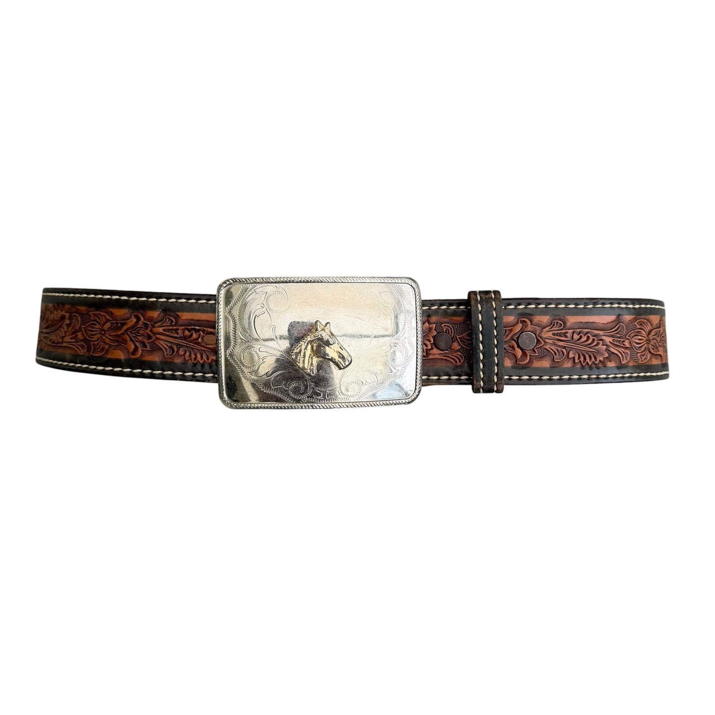 1990’s Western Horse Buckle Leather Belt - 91cm