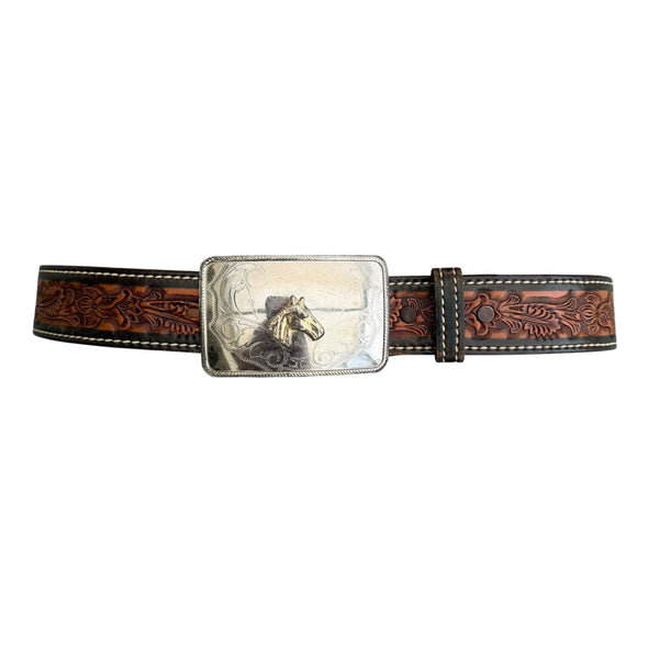1990’s Western Horse Buckle Leather Belt - 91cm