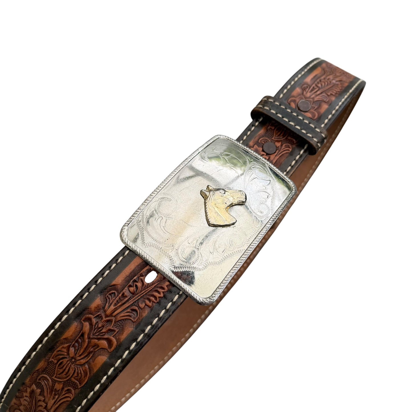 1990’s Western Horse Buckle Leather Belt - 91cm