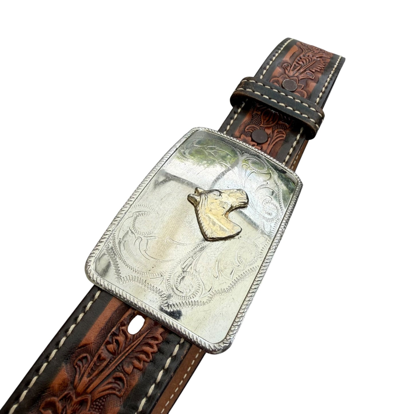 1990’s Western Horse Buckle Leather Belt - 91cm