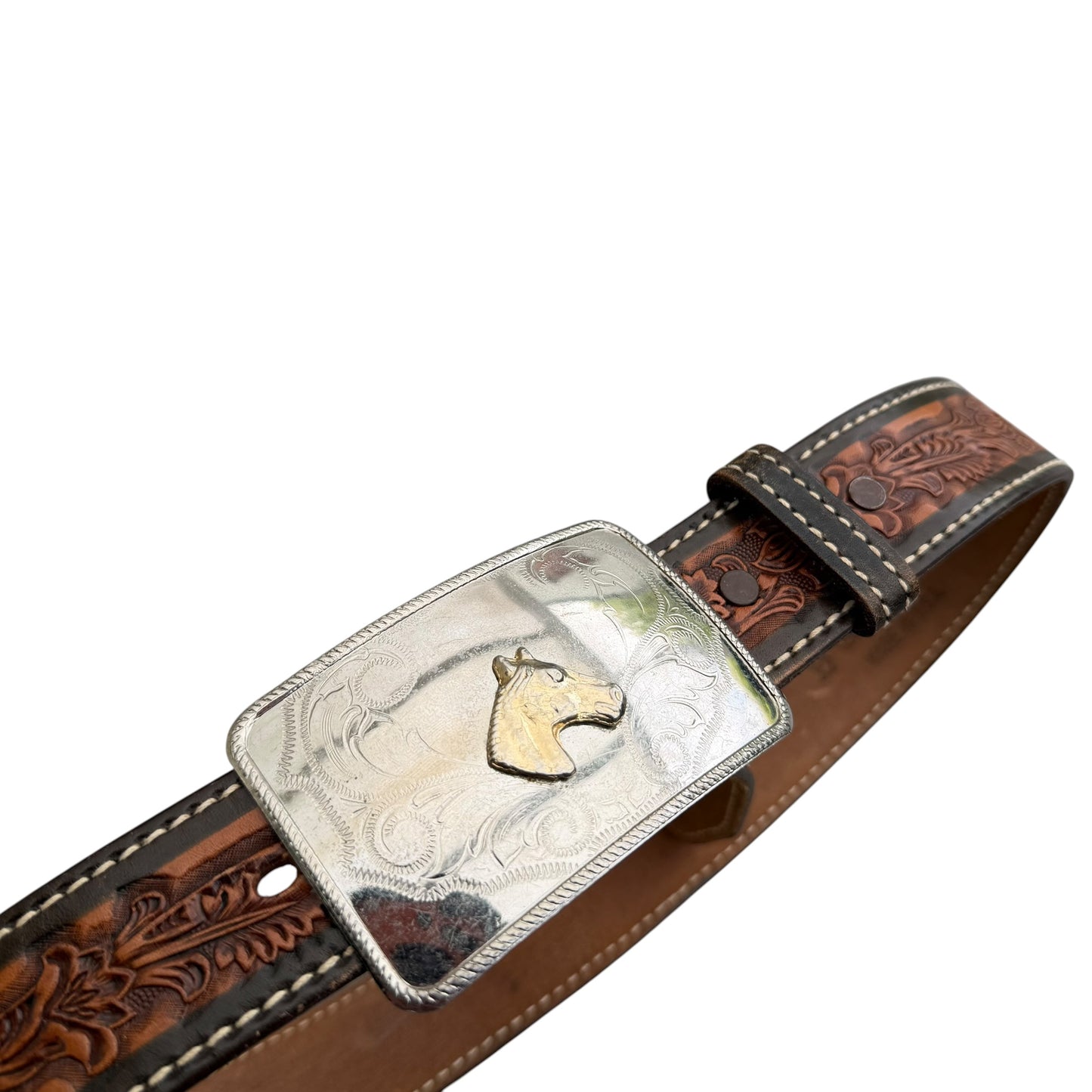 1990’s Western Horse Buckle Leather Belt - 91cm