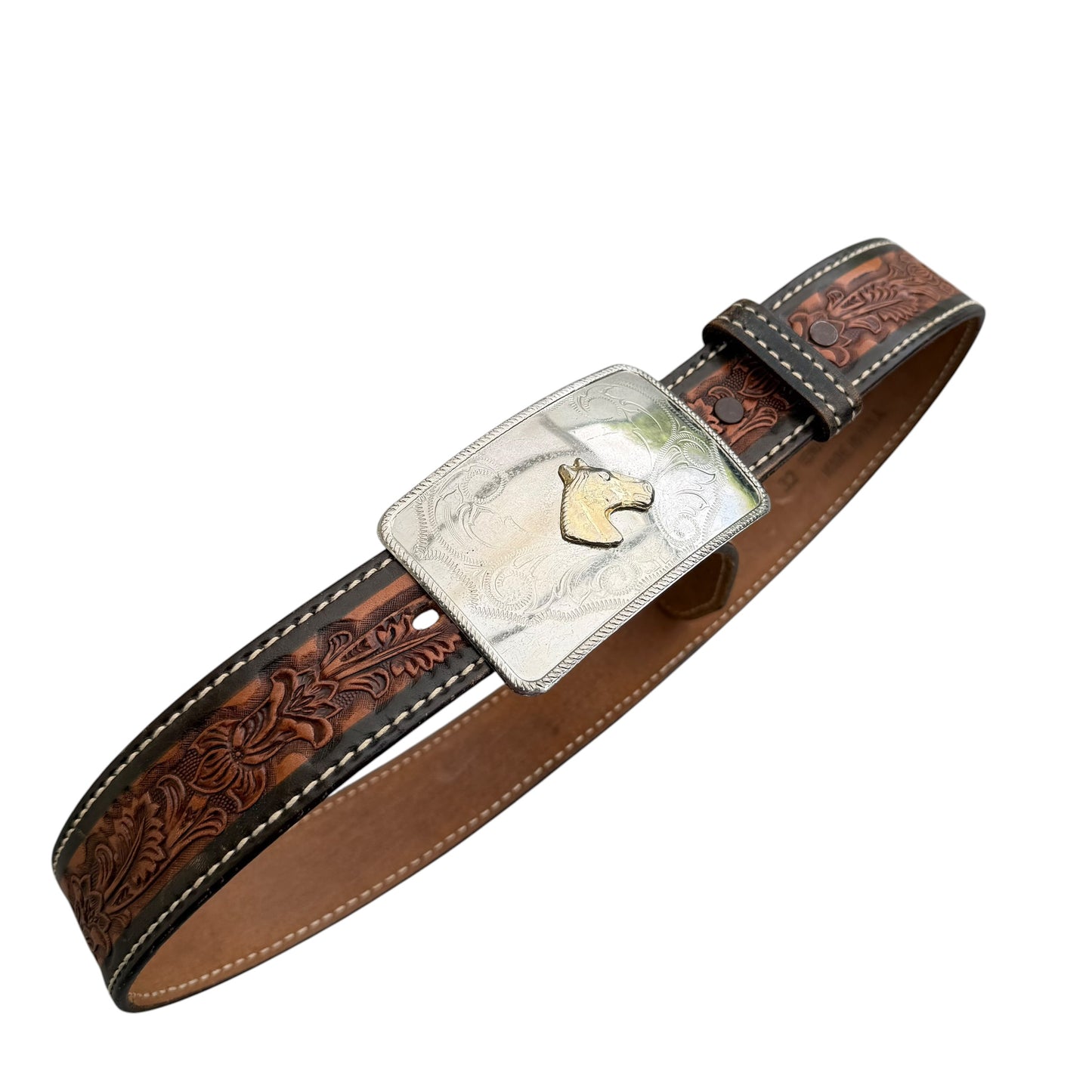 1990’s Western Horse Buckle Leather Belt - 91cm