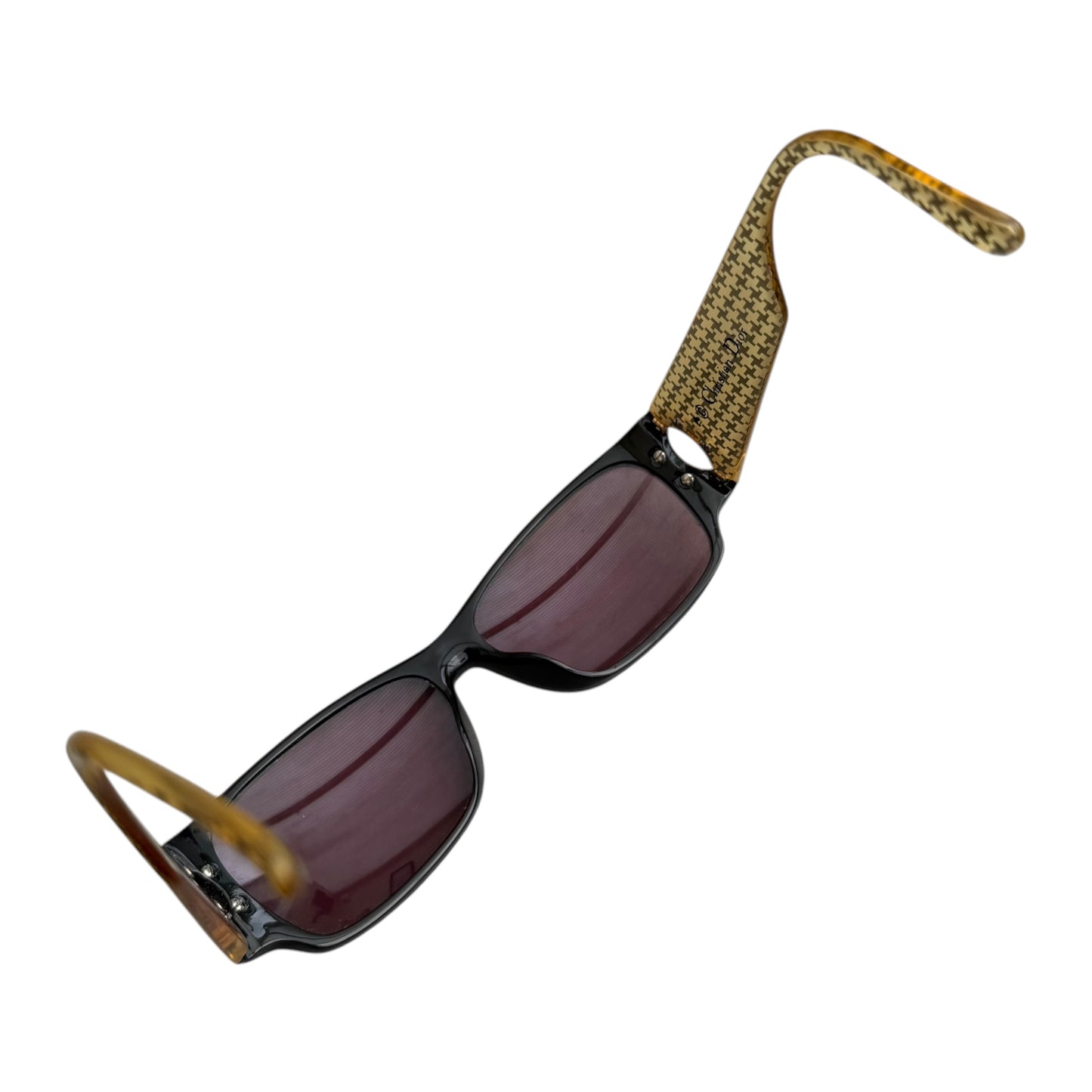 Early 2000's Christian Dior Black and Gold Houndstooth Sunglasses 2662