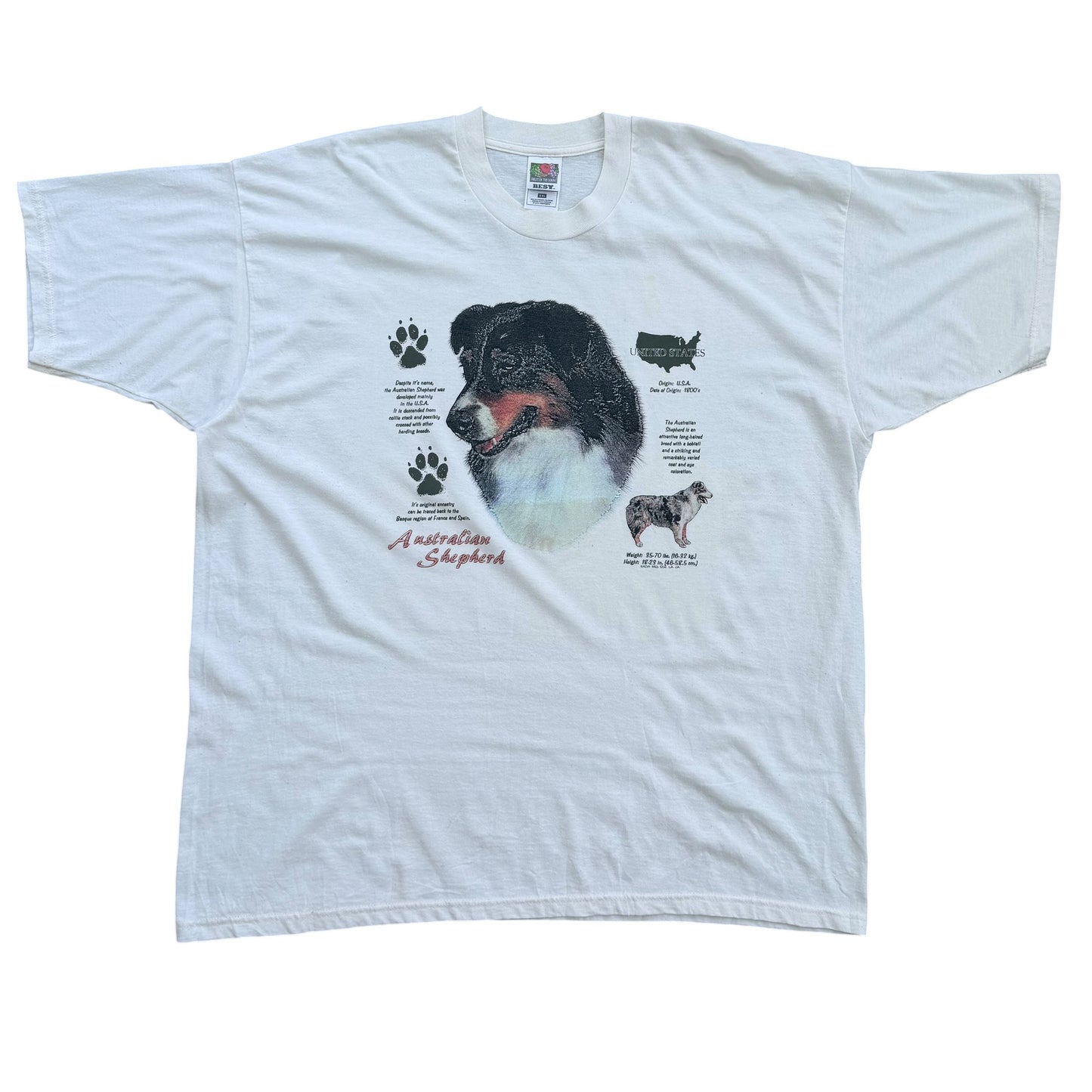 Early 2000's Australian Shepherd Dog Breed T-Shirt - XXL