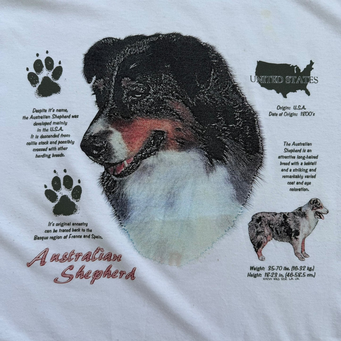 Early 2000's Australian Shepherd Dog Breed T-Shirt - XXL