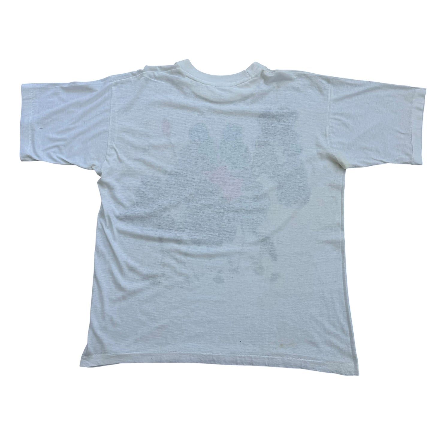 1990's Japanese Hand Painted Lotus Flowers Art T-Shirt - XL
