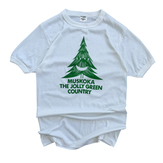 1980's Muskoka The Jolly Green Country - Souvenir Ringer T-Shirt - M