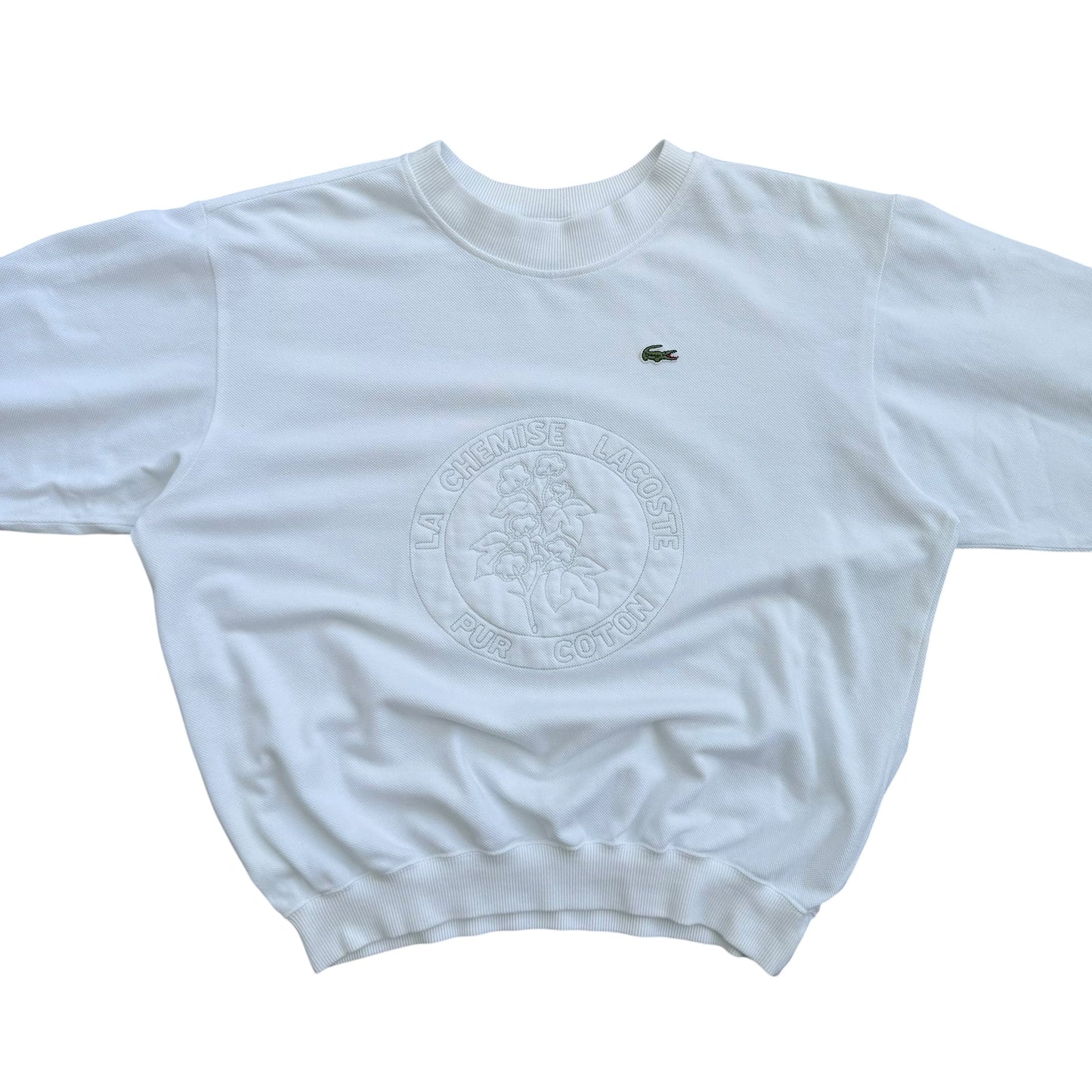 1990's Lacoste - Pur Coton Embossed Logo Sweatshirt - L