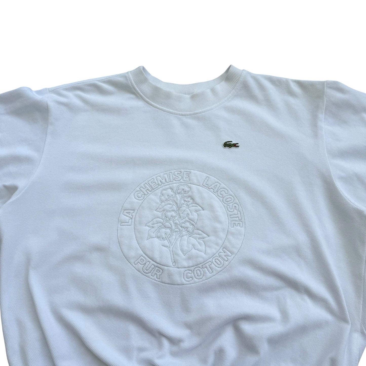 1990's Lacoste - Pur Coton Embossed Logo Sweatshirt - L