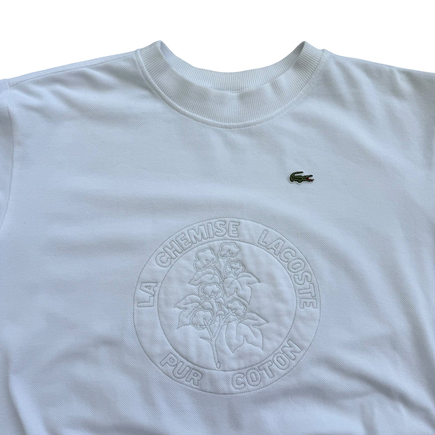 1990's Lacoste - Pur Coton Embossed Logo Sweatshirt - L