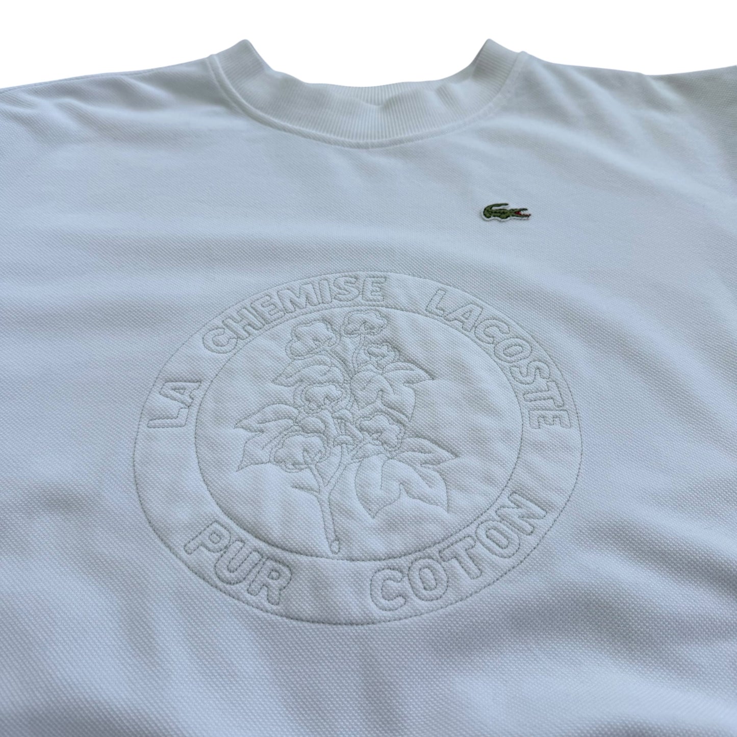 1990's Lacoste - Pur Coton Embossed Logo Sweatshirt - L