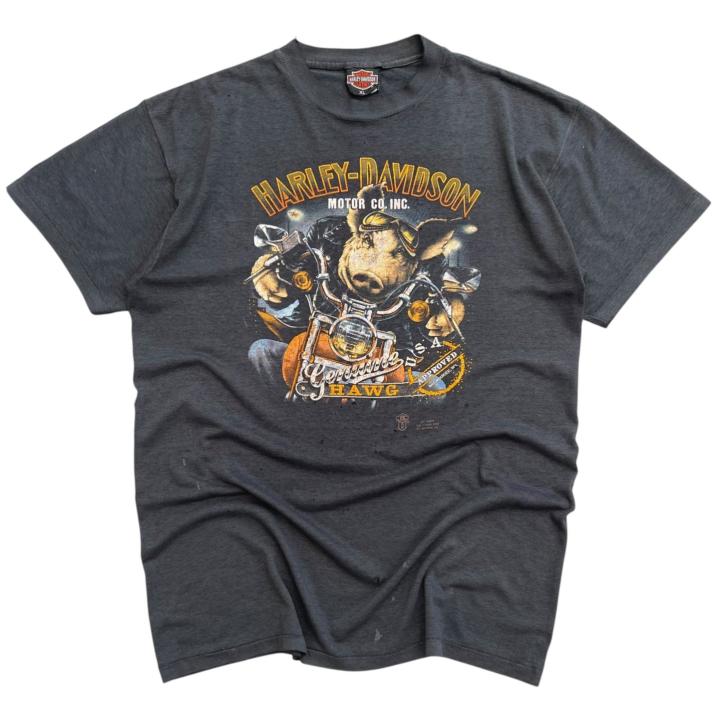 1989 Harley Davidson - 3D Emblem Genuine Hawg T-shirt - XL