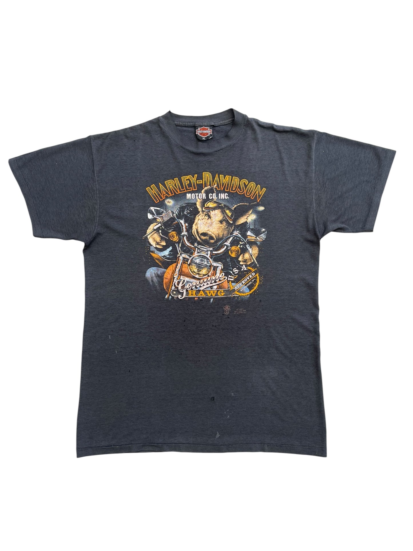 1989 Harley Davidson - 3D Emblem Genuine Hawg T-shirt - XL
