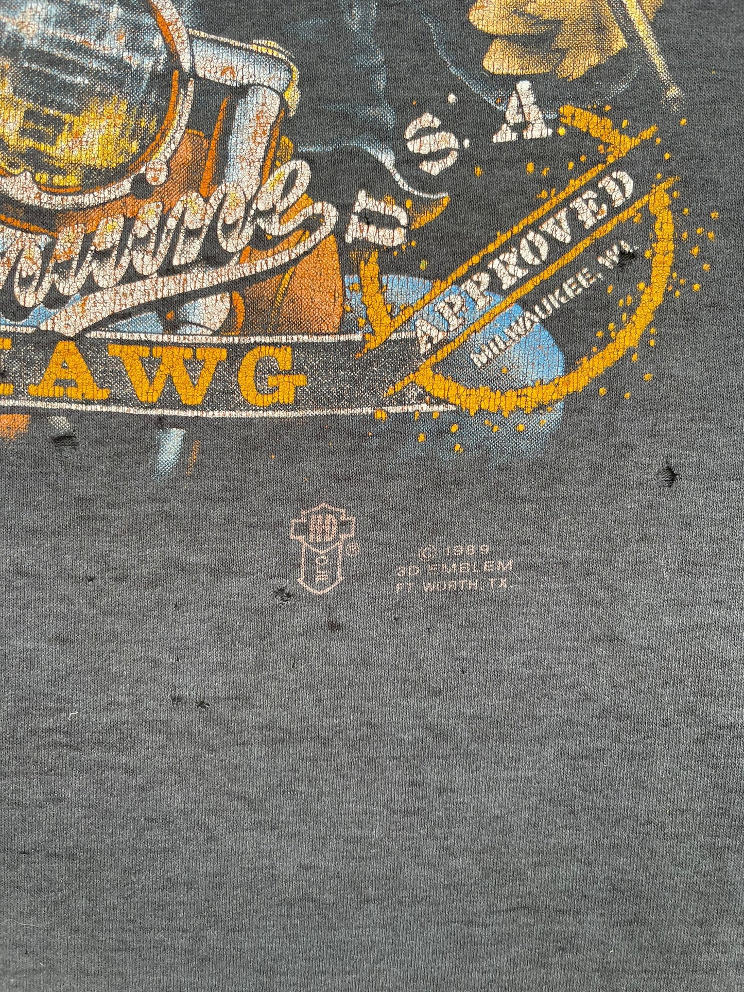1989 Harley Davidson - 3D Emblem Genuine Hawg T-shirt - XL