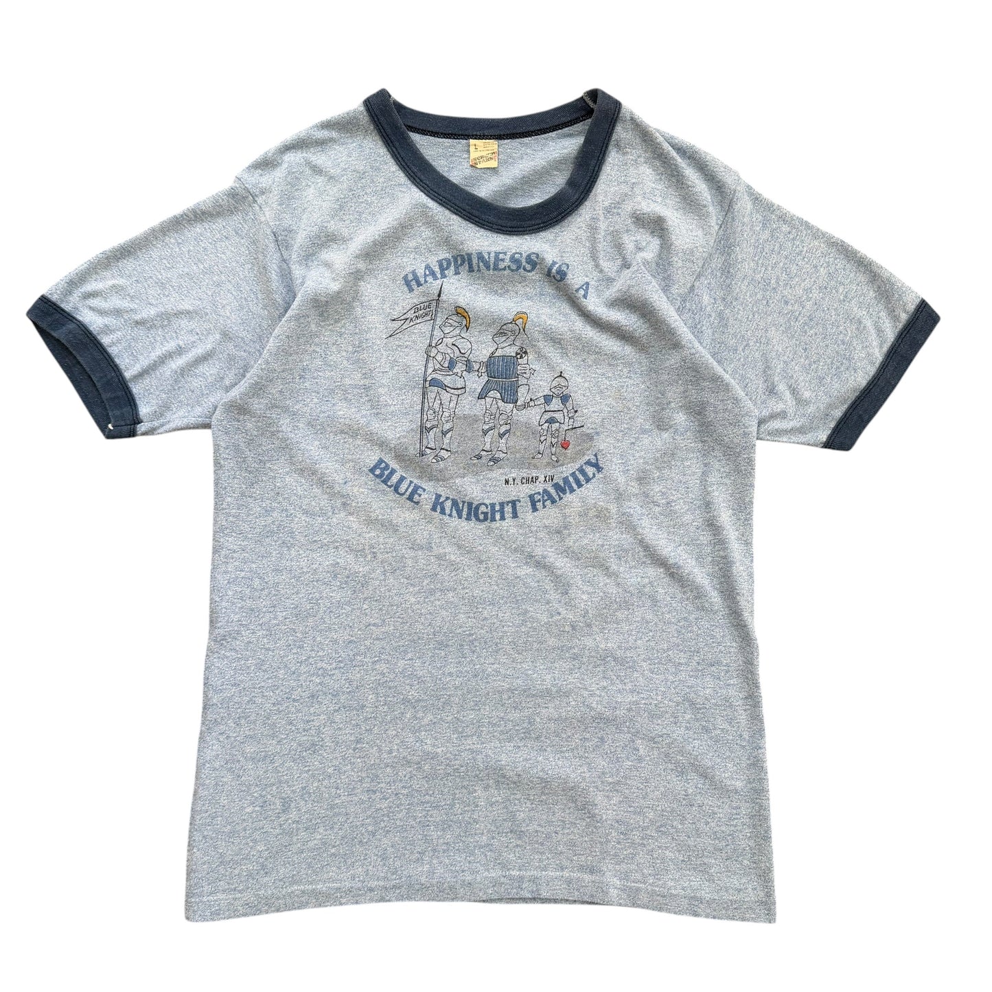 1980’s Blue Knight Family Bikers - Ringer T-Shirt - M