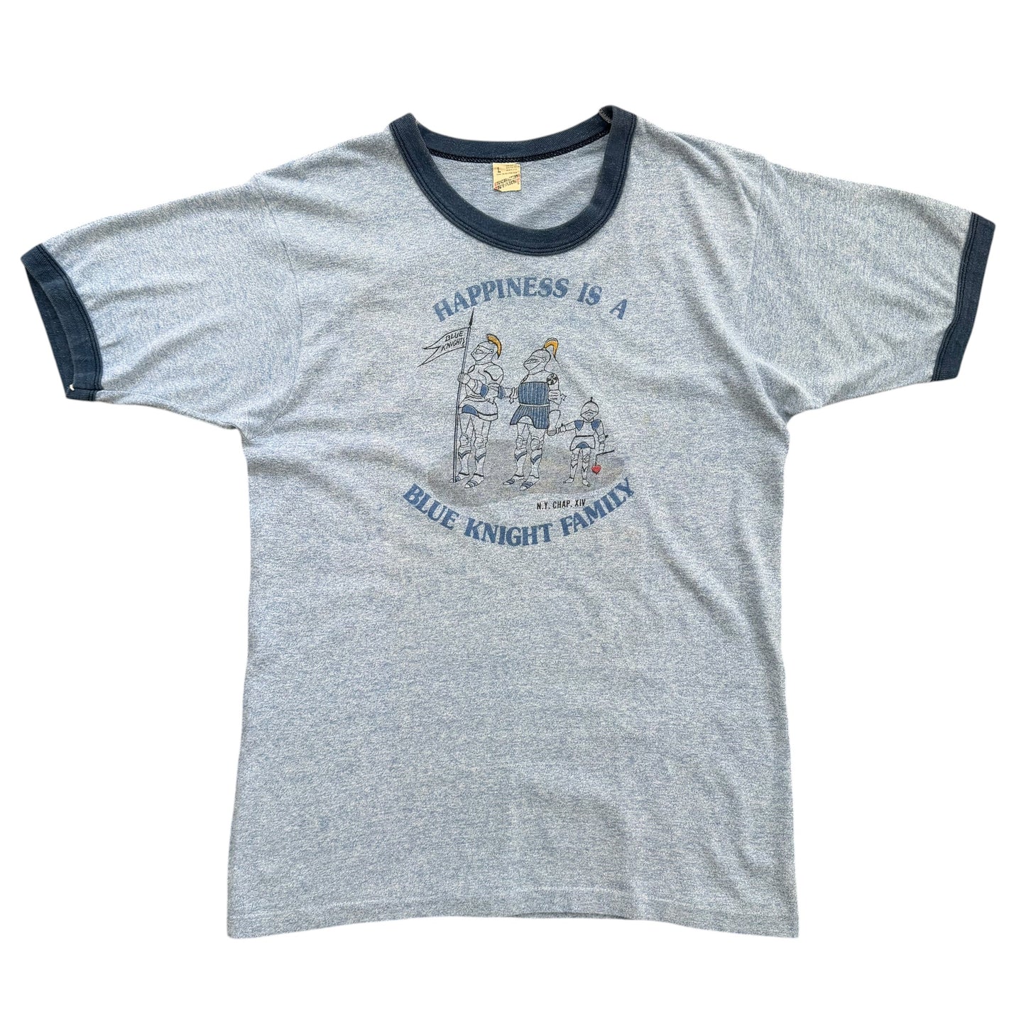 1980’s Blue Knight Family Bikers - Ringer T-Shirt - M