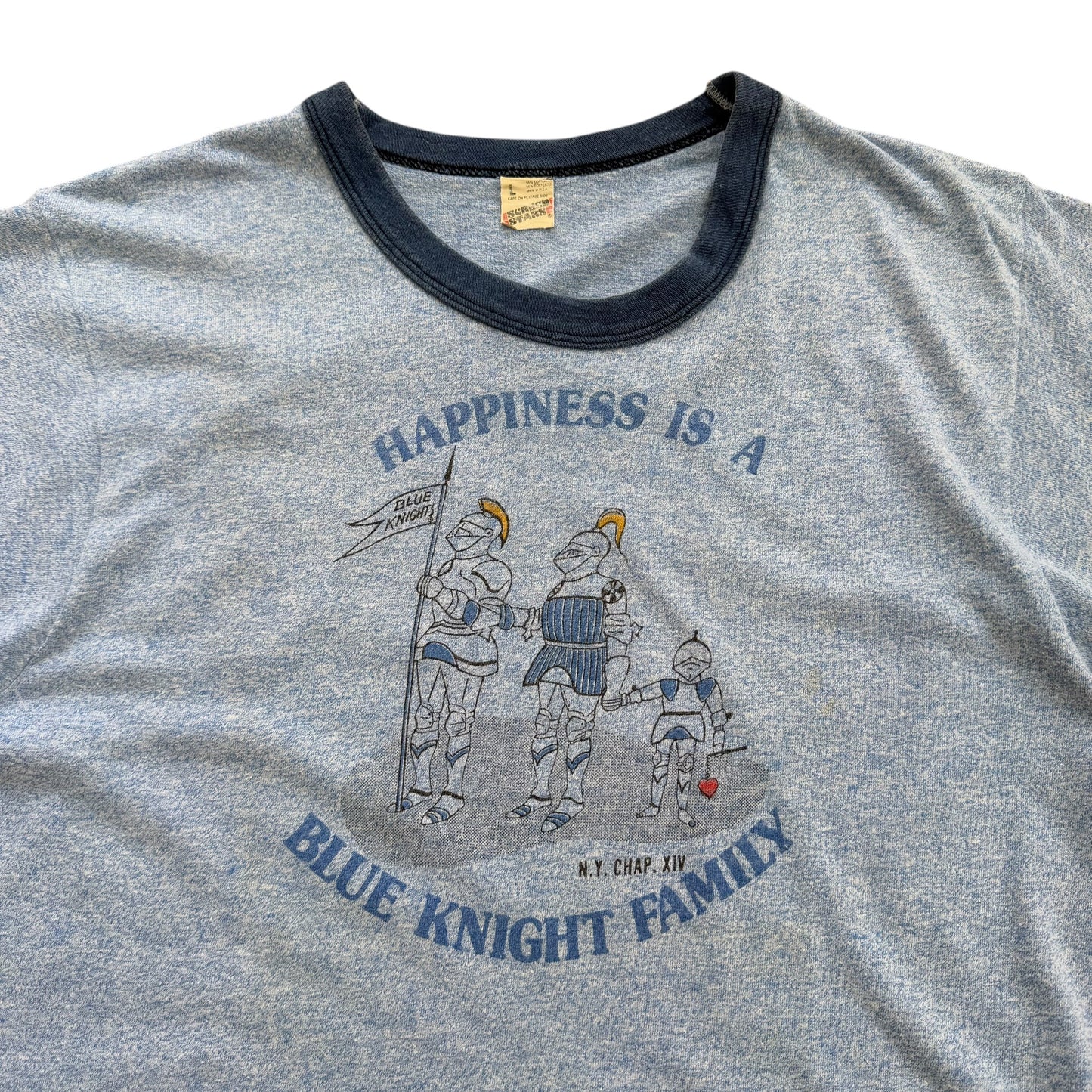 1980’s Blue Knight Family Bikers - Ringer T-Shirt - M