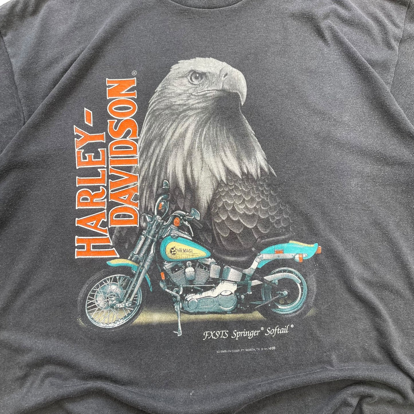 1991 Harley Davidson - 3D Emblem Graphic T-shirt - XL