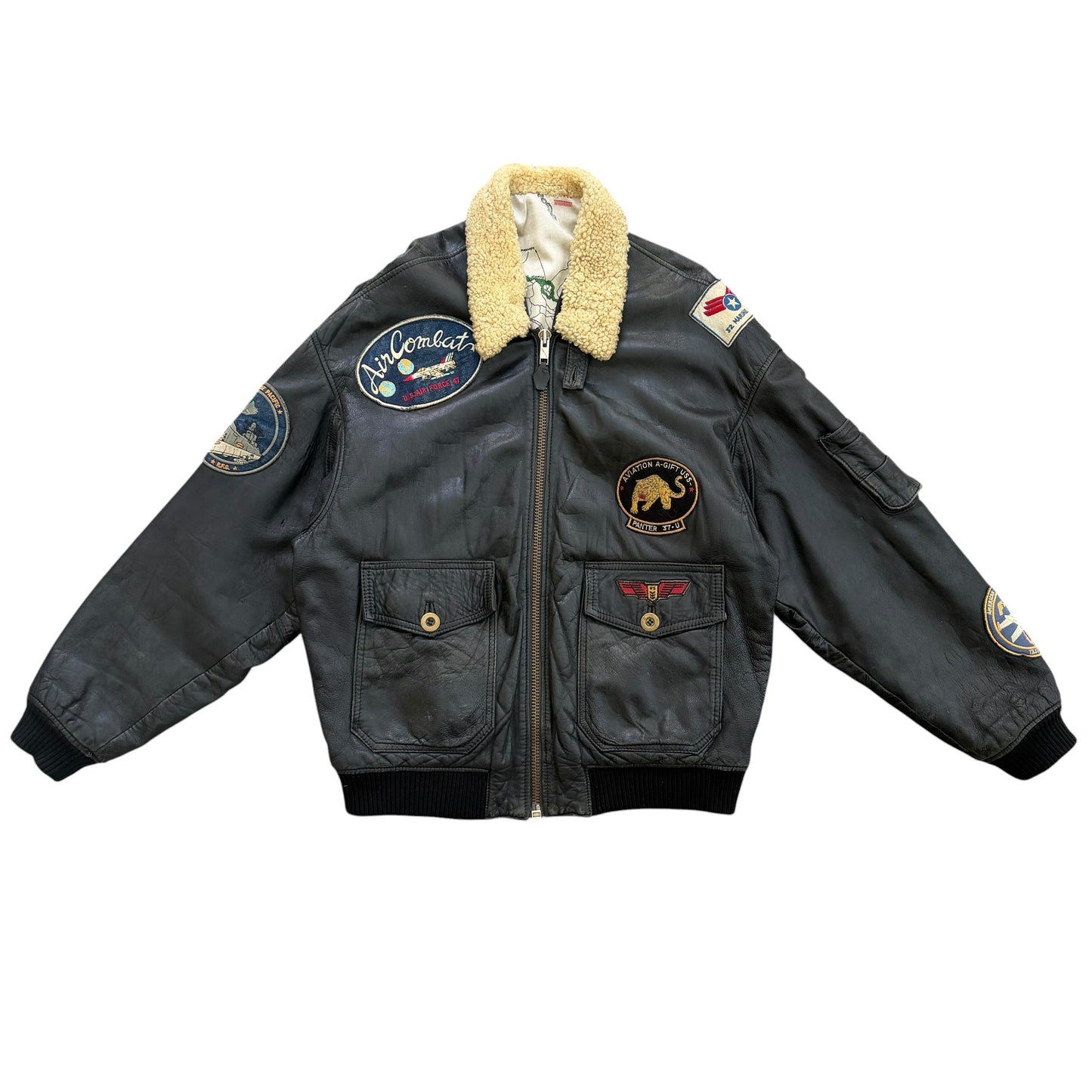 1990's Aviator Leather Flight Jacket - XL