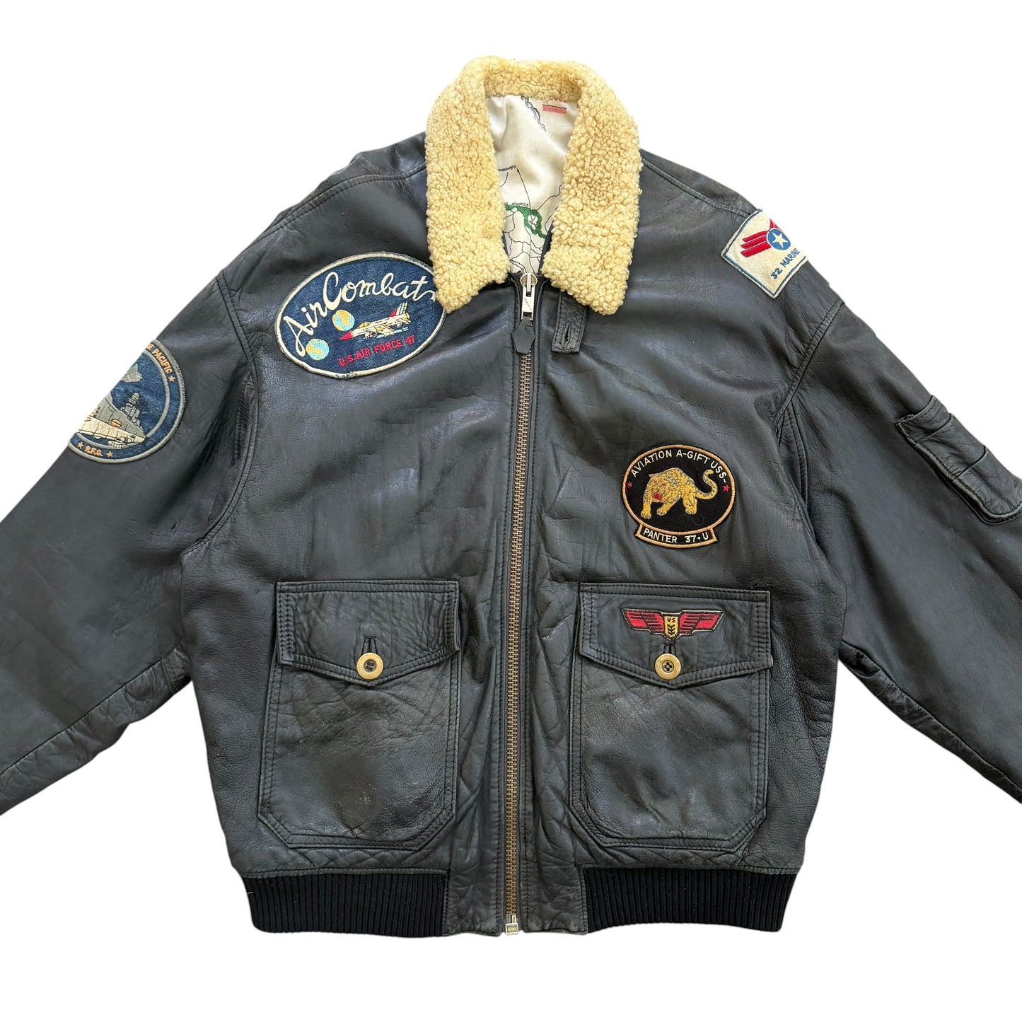 1990's Aviator Leather Flight Jacket - XL