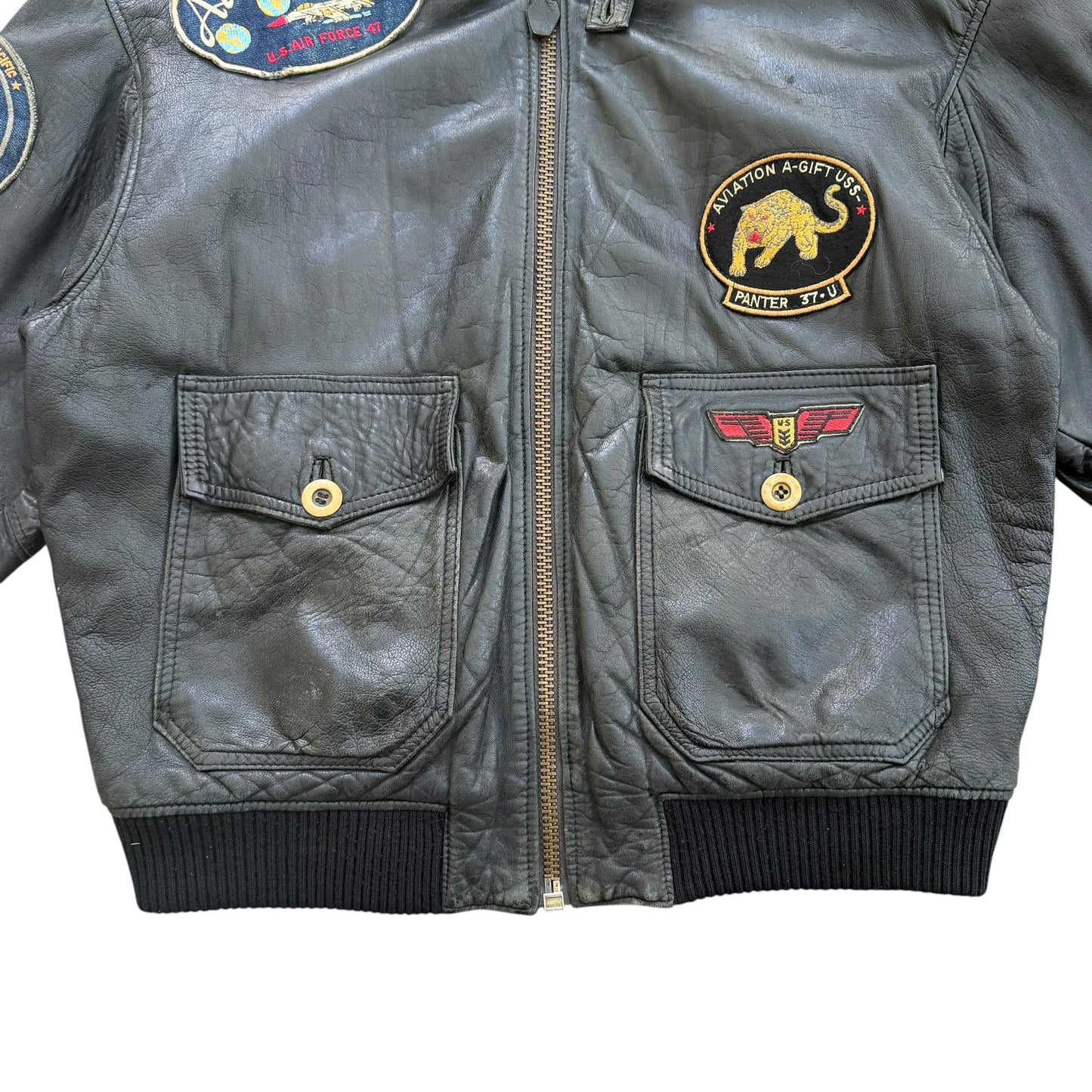 1990's Aviator Leather Flight Jacket - XL