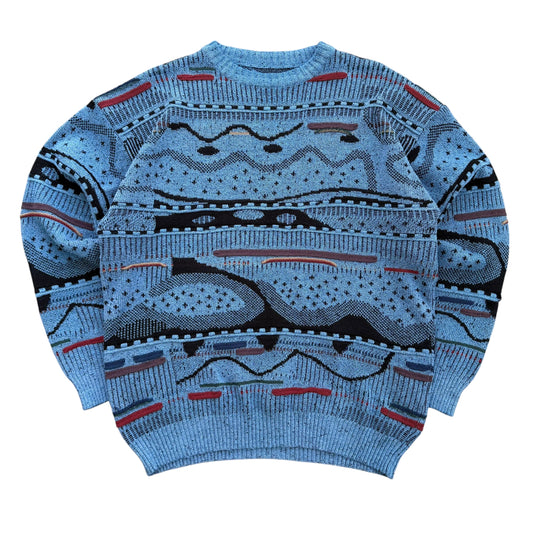 Vintage 1980s Abstract Knit Sweater - L