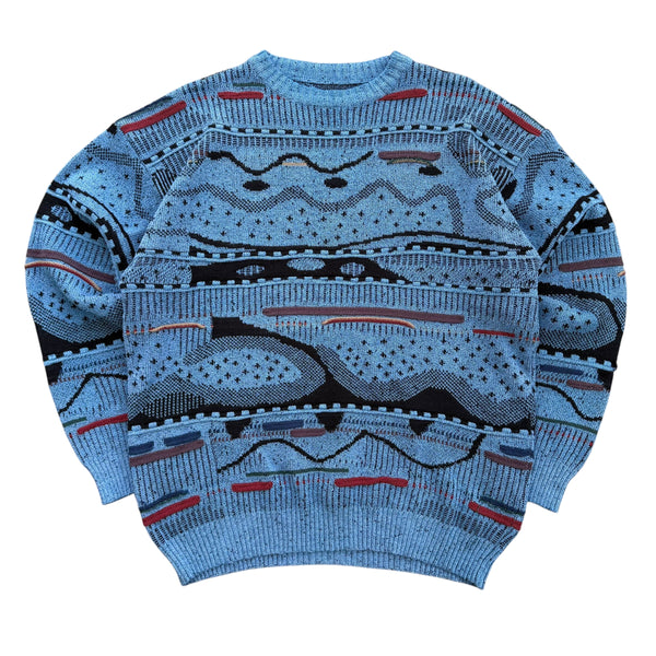 Vintage 1980s Abstract Knit Sweater - L