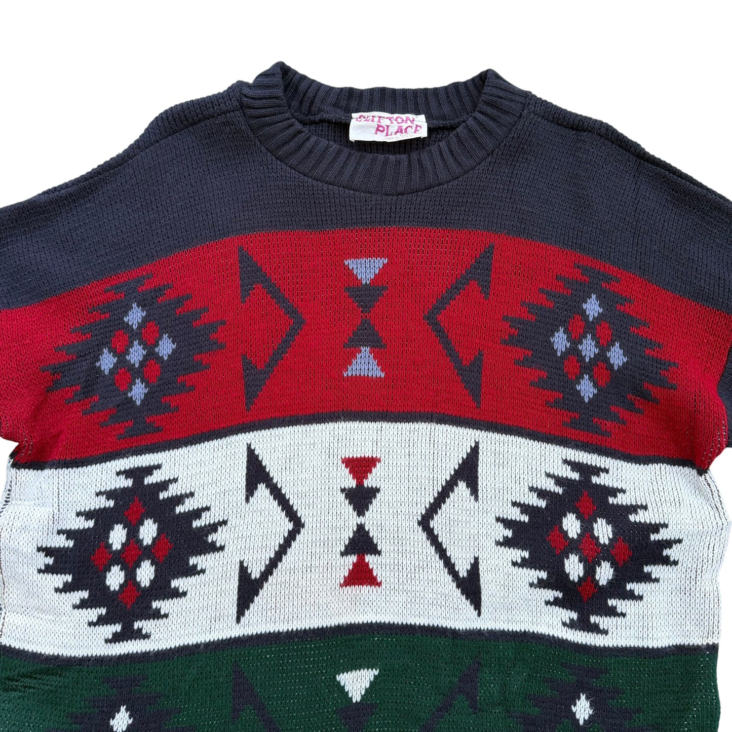 1980’s Clifton Place - Aztek Knit Sweater - XL