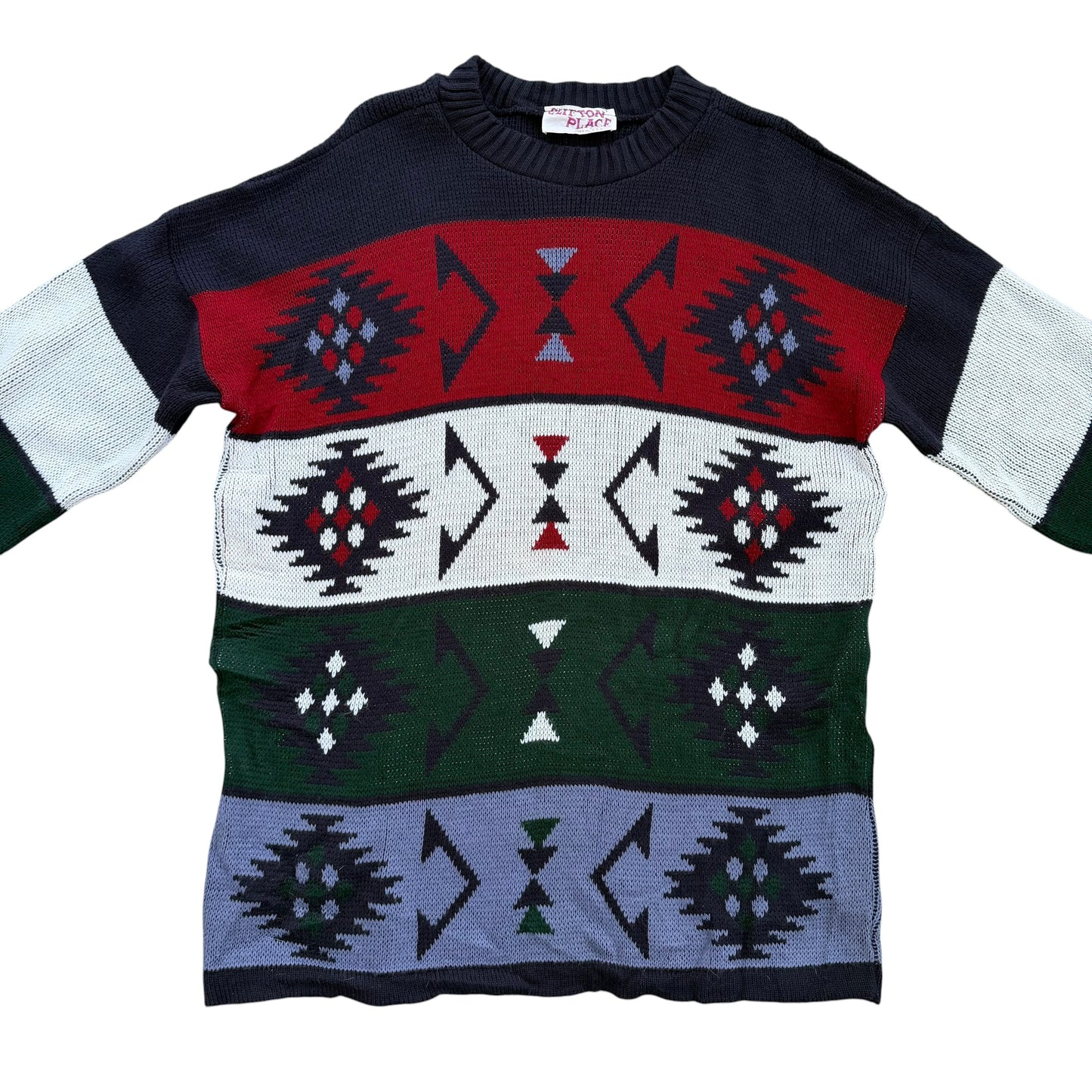 1980’s Clifton Place - Aztek Knit Sweater - XL
