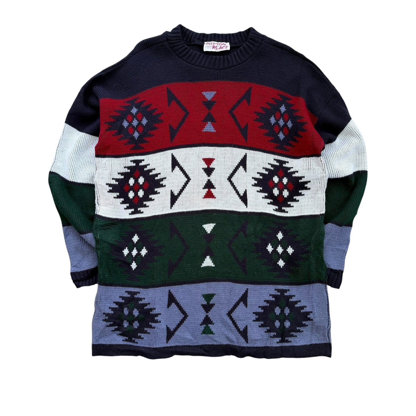 1980’s Clifton Place - Aztek Knit Sweater - XL