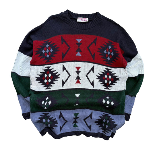 1980’s Clifton Place - Aztek Knit Sweater - XL