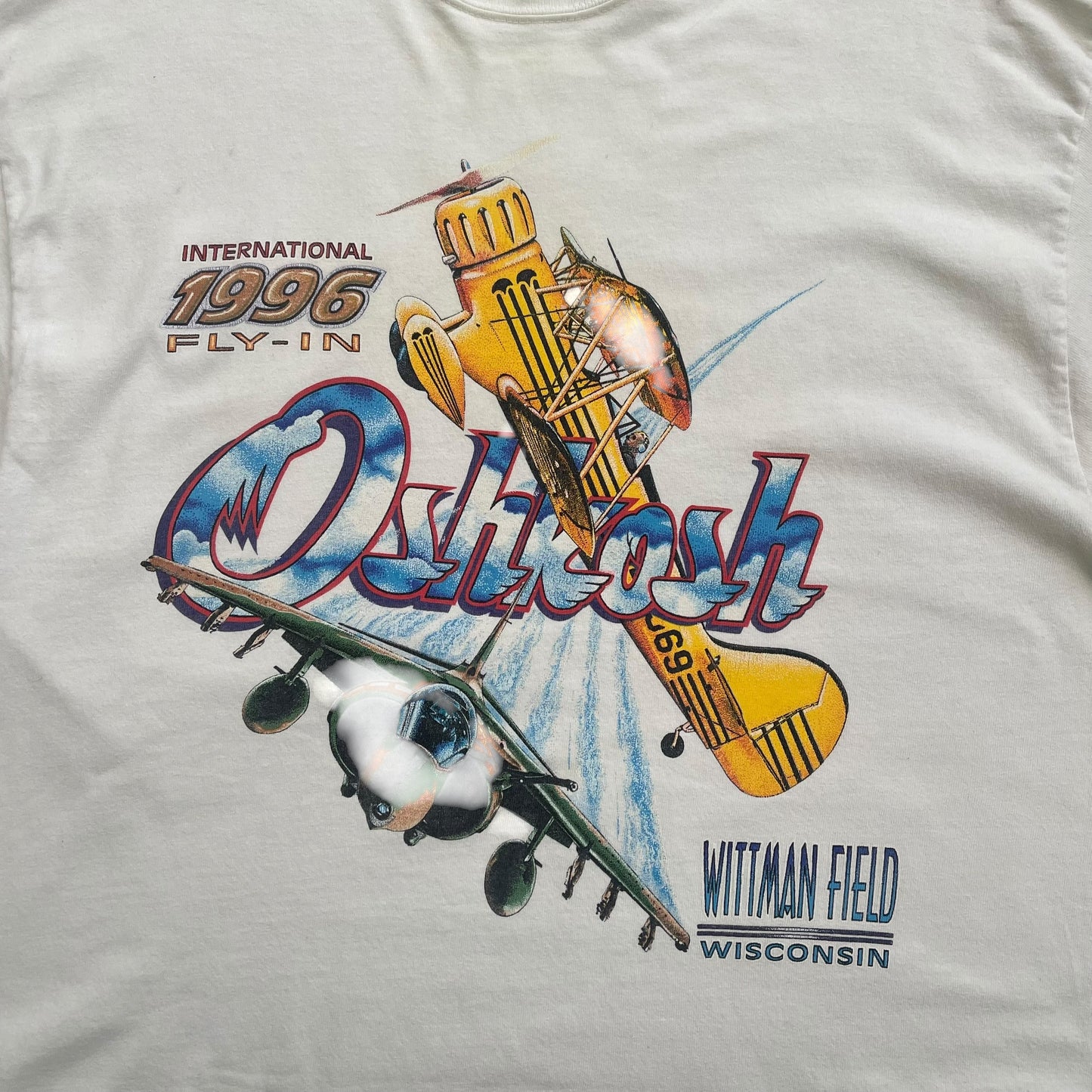 1996 Oshkosh International Fly in - Plane Airshow T-Shirt - XL