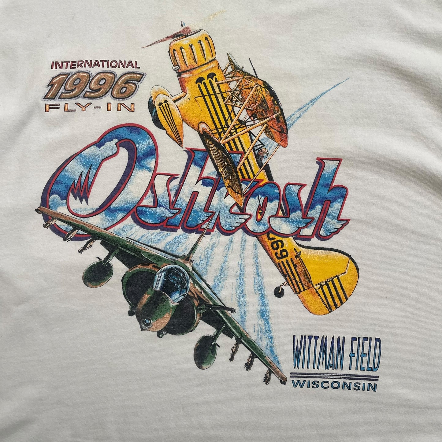 1996 Oshkosh International Fly in - Plane Airshow T-Shirt - XL