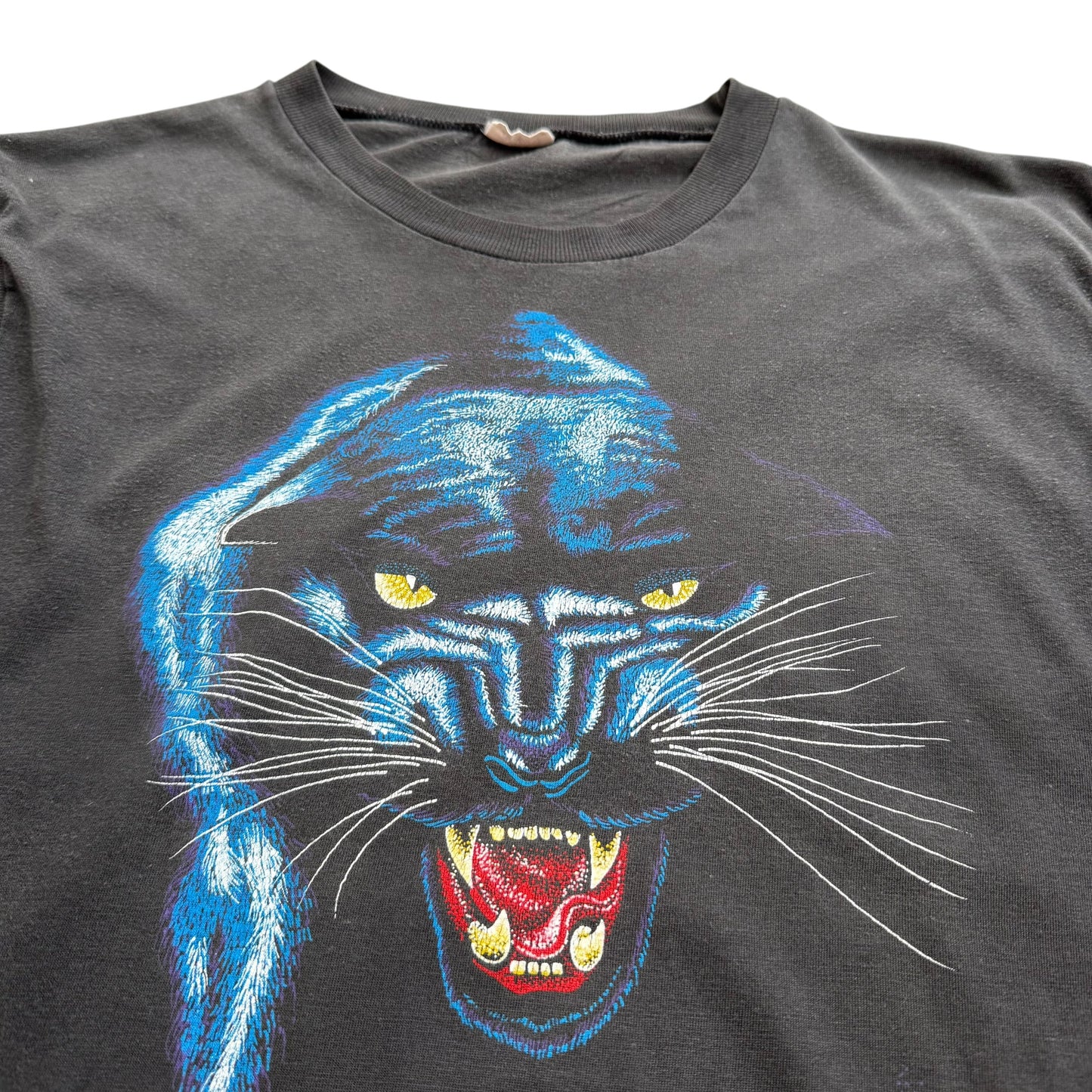 1990's Wild Panther - Large Blue Reflection Animal Graphic Tank Top - L